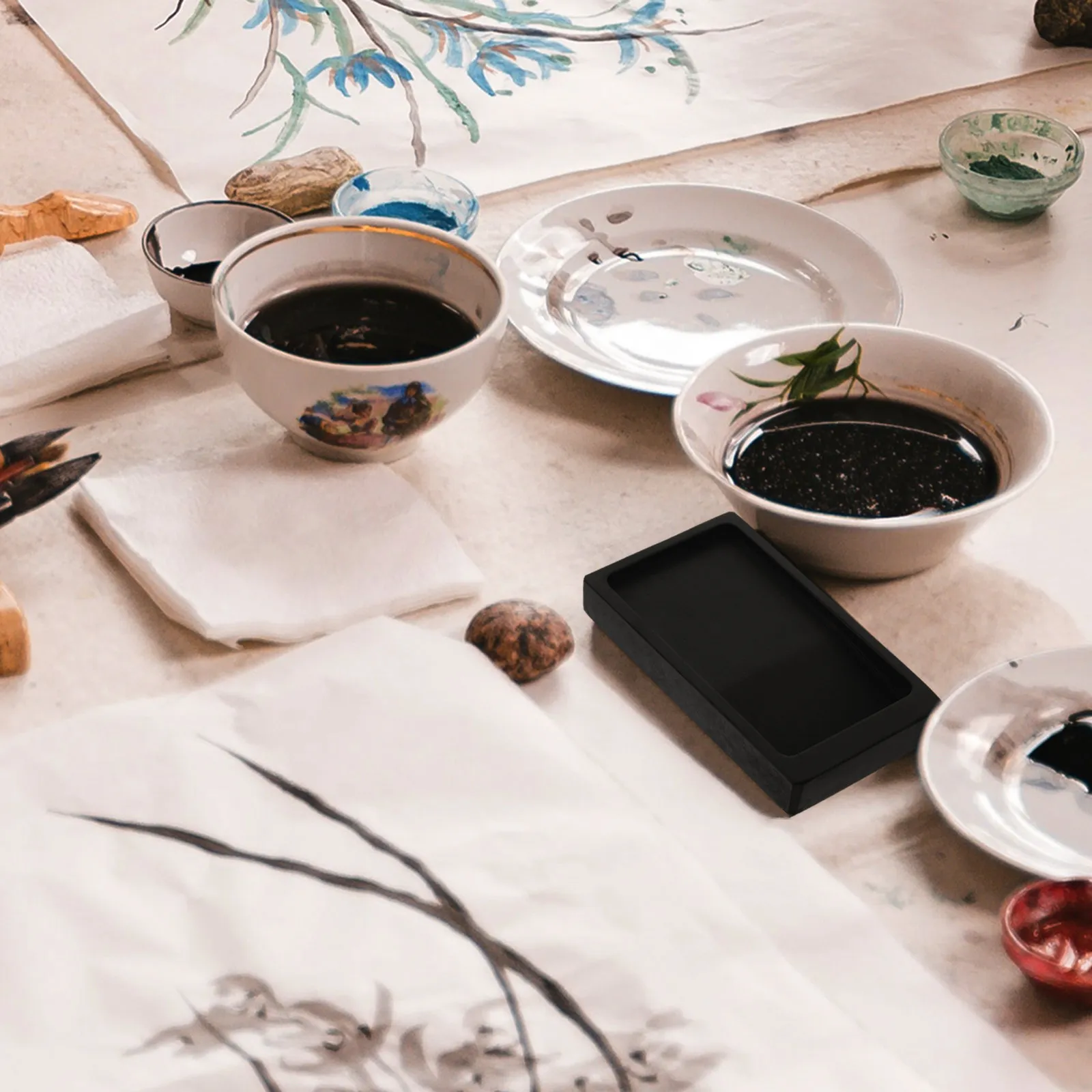 돌 서예용 중국 잉크통, 탁상용 잉크 접시, 그라인딩, 보존, 페인팅, 쓰기용 잉크 슬랩, 그림 그리기 용품