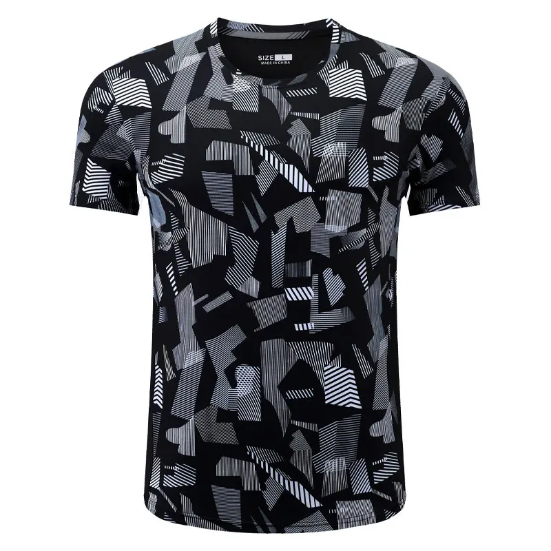 Fashion Sport Shirts Men 3D Gym Training Running Breathable Jogging Short Sleeves Print Letter Quick Dry Tee