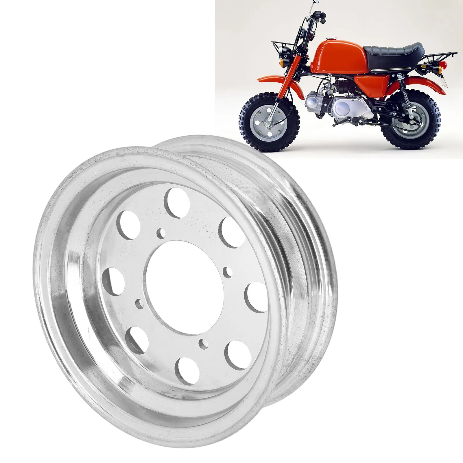 

Mini Motorcycle Front Wheel Rim Aluminium Alloy Polished Wheel Vacuum Rim Replacement for Monkey Z50 Q50 8in Tires