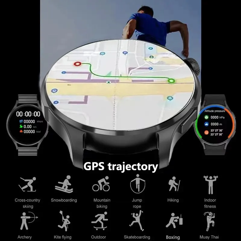 화웨이 GT4 프로 + 스마트 워치 남성용 시계, AMOLED HD 스크린, 블루투스 통화, IP68 방수, GPS, NFC, 심박수 스마트워치, 2024