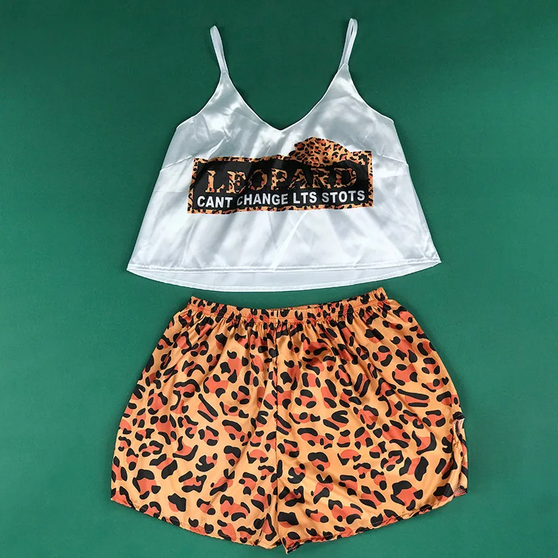 

New Sexy Pijamas Women Pajama Set Silk Home Suit Animal Print V Neck Pyjama Woman Strao Loose Sleepwear Kigurumi Unicorn Cat