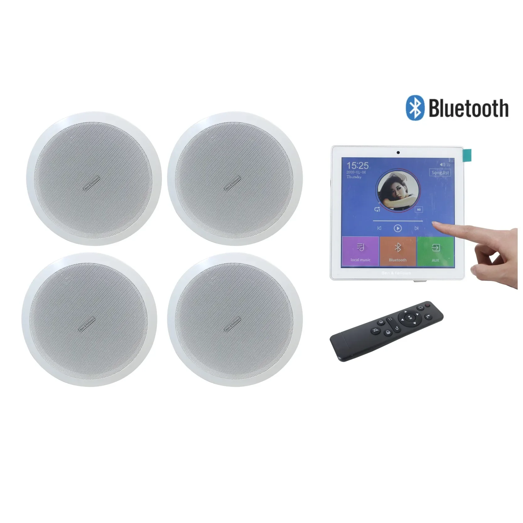 

standard 86 background music player Stereo Smart Home Audio System Bluetooth In Wall Amplifier with 4 ceiling speakers