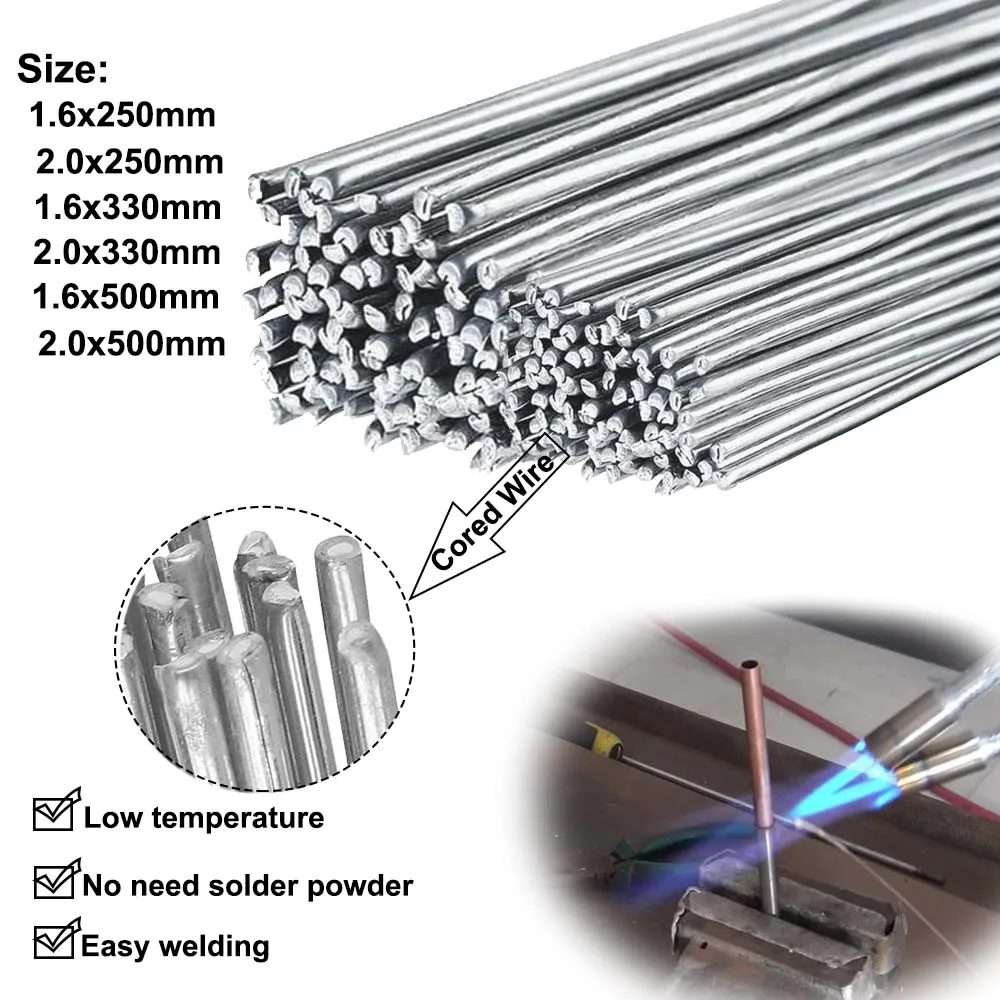 250/330/500mm Low Temperature Aluminum Welding Rods Easy Melt Flux Cored Welding Electrodes Wire for Aluminum