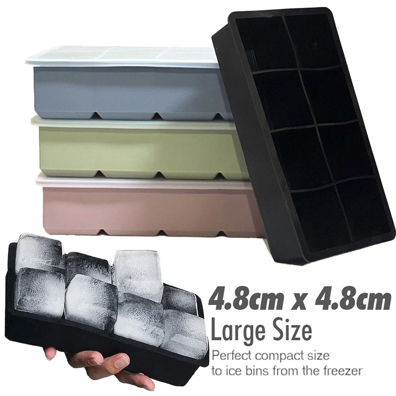 Large Silicone Ice Cube Tray - 8 Grid Ice Mold