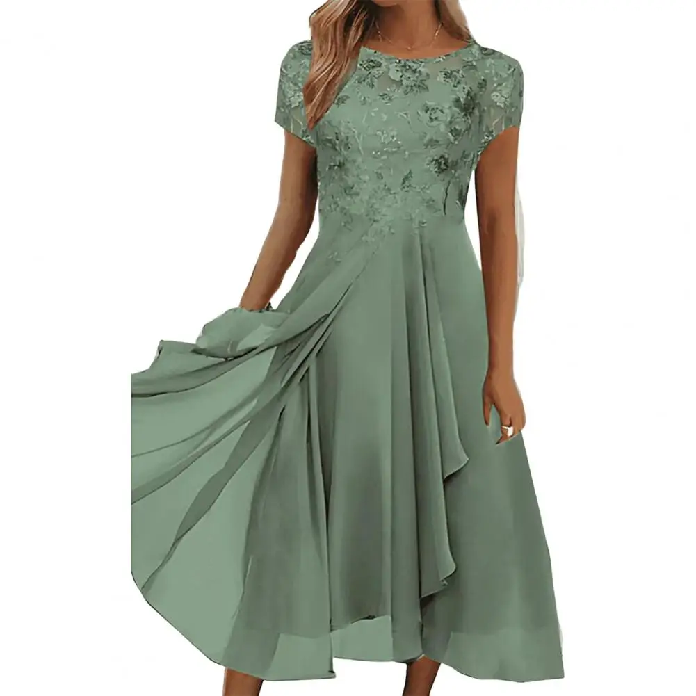 

Популярное вечернее платье подружки невесты, вечернее платье до середины икры с круглым вырезом, простое шифоновое платье-трапеция с драпировкой на подоле, универсальное