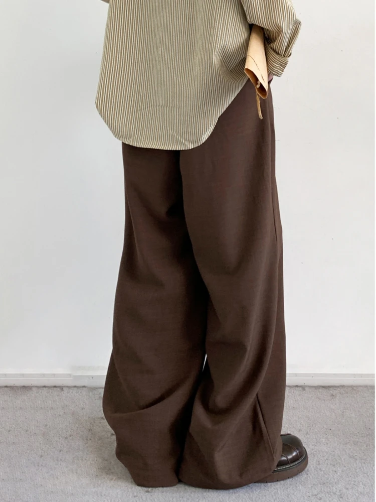Japanese Streetwear Brown Casual Pants Men Women Vintage Loose Trousers Unisex Korean Fashion Trend Straight-Leg Pants Male casual pants