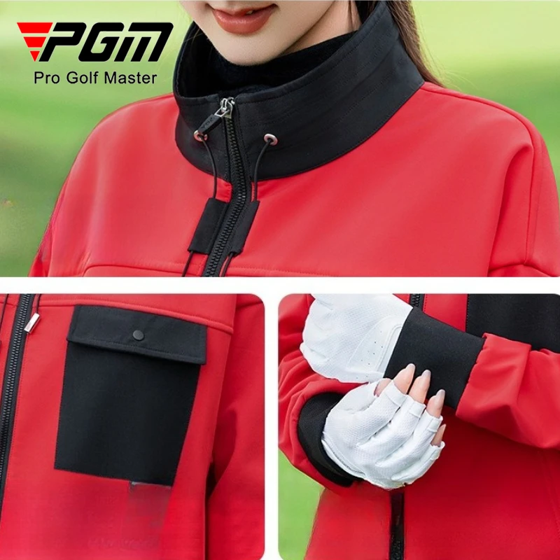 PGM Women Golf Long Sleeved Jackets Autumn Winter Fleece Sports Windbreaker YF810