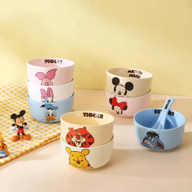 Disney-cuenco de cerámica de dibujos animados de Mickey Mouse, Minnie Mouse,  Pato Donald, 4,5