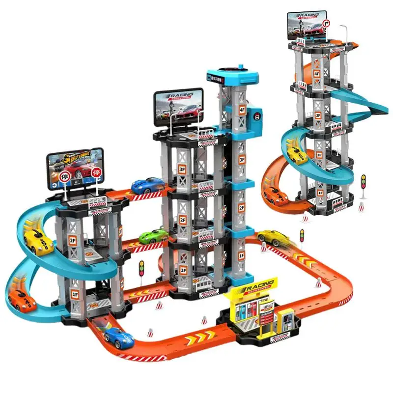 

Toy Car Garage Racecar Playset With Garage Preschool Early Learning Educational Track Toy Car For Kid Toys And Games Accessories