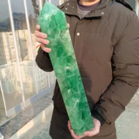 Huge Wand Natural Crystal Point Green Fluorite Tower Healing Stone Energy Ore Mineral Obelisk Home Office Degaussing Decor Gem 1