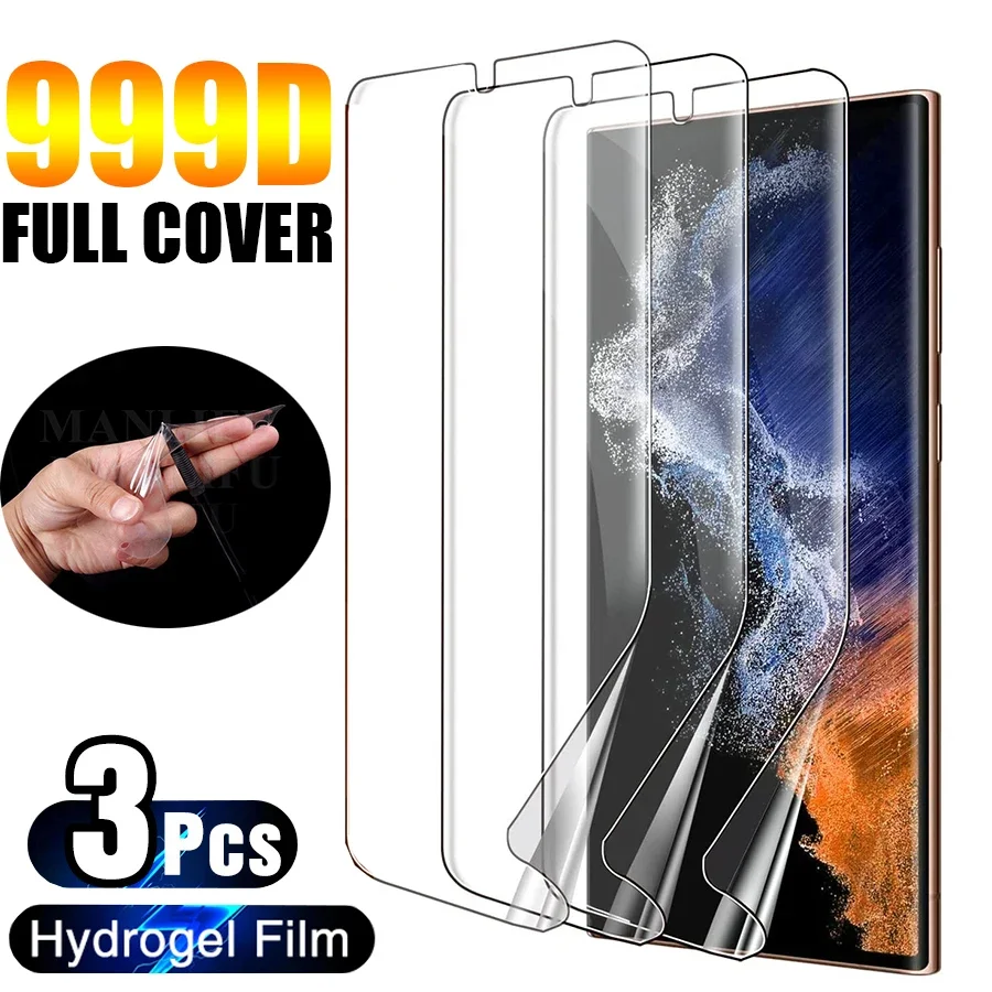 3 adet Yumuşak TPU Hidrojel Etiket Ön Tam Kapak Ekran Koruyucu Silikon Şeffaf Film Samsung Galaxy S22 S21 S10 S9 S23 Artı