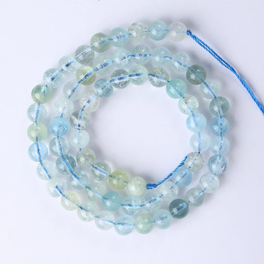 A++ Natural Aquamarine 6mm Healing Crystal Beads for Jewelry Making Bracelet DIY Accessories 6