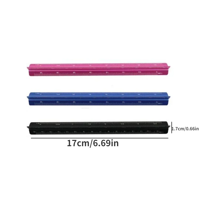 새로운 15cm 알루미늄 삼각형 스케일 눈금자 금속 알루미늄 1:20 - 1:125 합금 금속 스케일 제도 도구 사무실 학교 용품