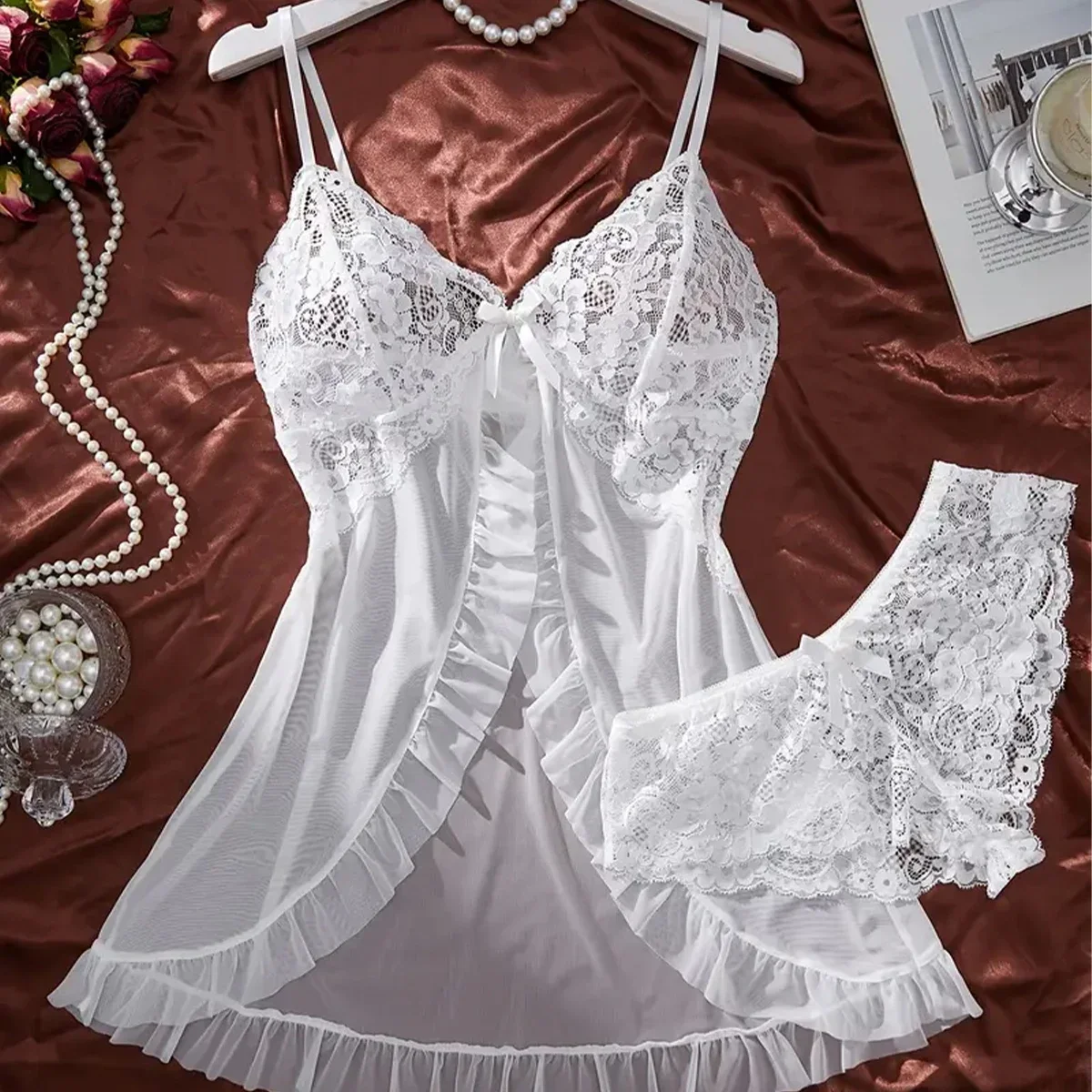 Transparent Sexy Lingerie For Women Underwear Temptation Sleepwear Lace Babydoll Dress Panties Pijamas Set Adult Female Nighty women lingerie women lingerie set women nightgowns women nightdresses women pajamas