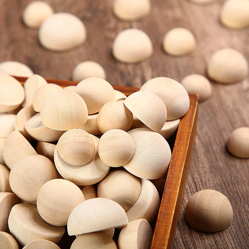 Description Picture 4 of item1-50pcs Half Wooden Beads Natural Wood Balls Split Round Wood Balls For DIY Kids Arts Make Gnome Noses Crafts Christmas Decorate