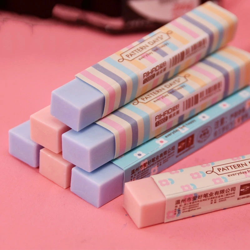 

10pcs Cute Push Type Rubber Erasers for Pencil Cleaning Stationery School Student Girl Kids Gift Award