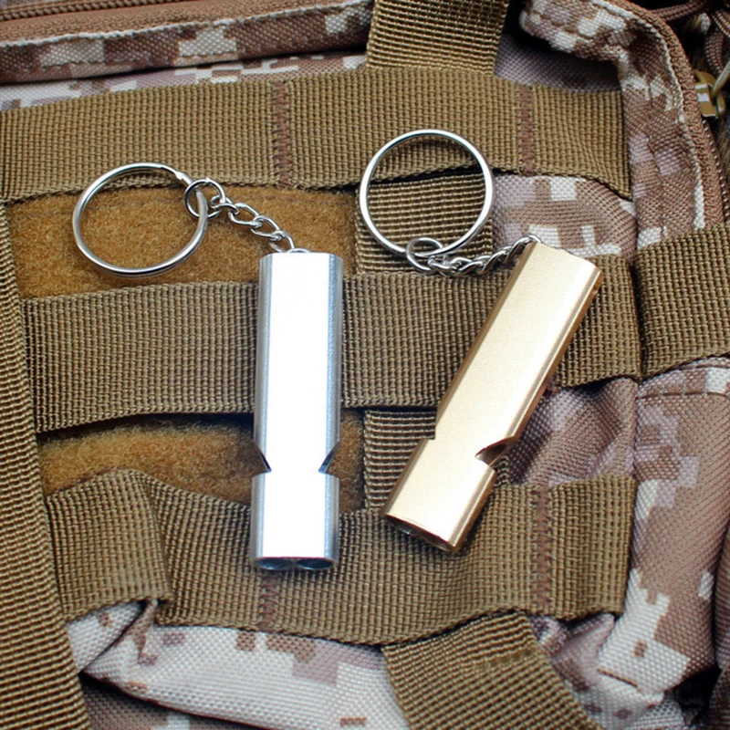 

Outdoor Survival Whistle Aluminum Alloy Double Tube Dual-frequency High Volume Hiking Camping First Aid Whistle Outdoors Tool