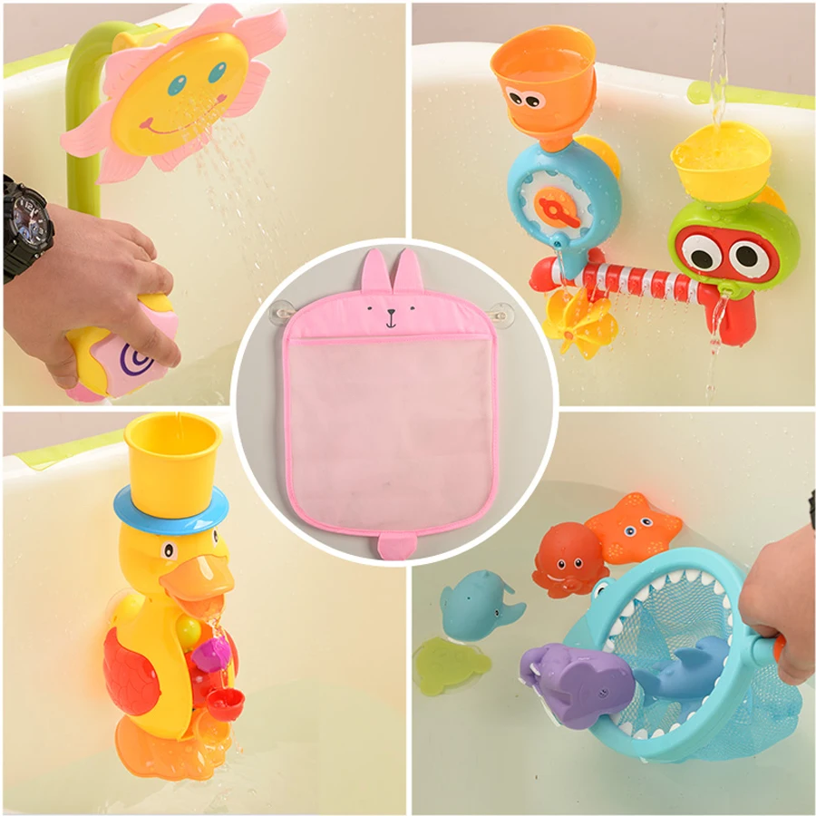 Baby Bathroom Mesh Bag Sucker Design For Bath Toys Kids Basket Cartoon Animal Shapes Cloth Sand Toys Toddler Storage Net Bag 5