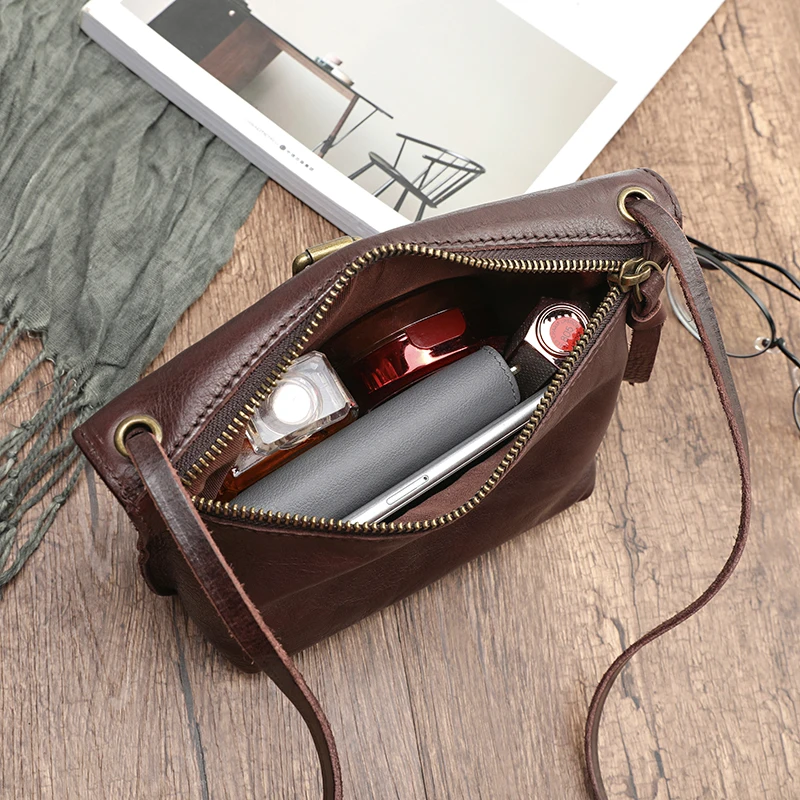 MJ Soft Genuine Leather Women Messenger Bag Female Real Leather Crossbody Shoulder Bags Small Handbag Retro Phone Bag For Girls crossbody bag,women shoulder bag