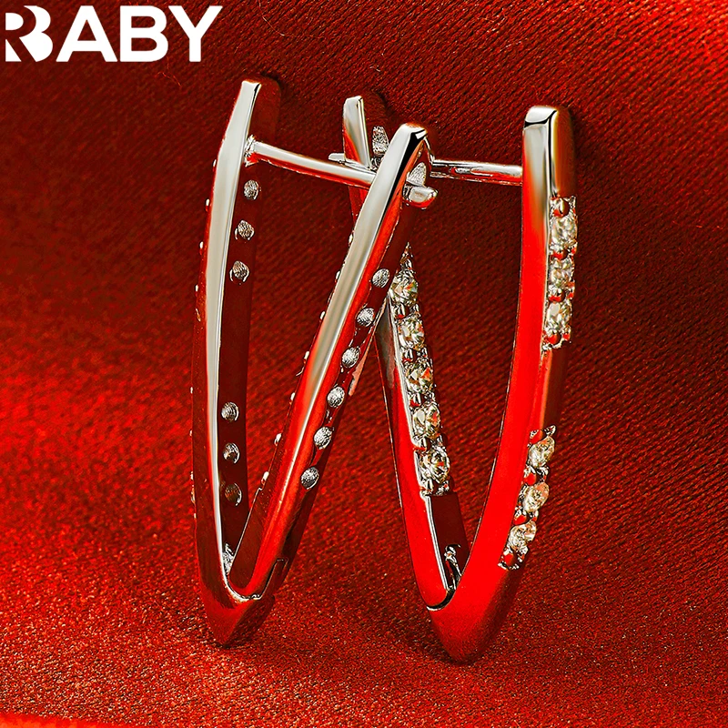URBABY 여성용  AAA 지르콘 V 후프 귀걸이, 패션 웨딩 약혼 파티 쥬얼리 액세서리