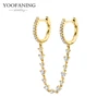 YUXINTOME 1 PC 925 en argent Sterling aiguille d'oreille coloré Zircon chaîne gland boucles d'oreilles pour les femmes deux trous boucle d'oreille bijoux A45