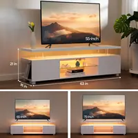 Cubehom LED TV Stand White Entertainment Center, Gaming Center for 60 65inch TV with Storage, TV Stands for Gaming Living 4