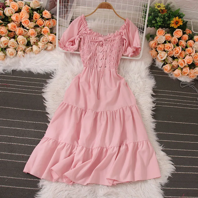 

2023 Summer Sexy Slash Neck Large Hem Long Dress Women Fold Tie Bow Bandage A Line Chiffon Dresses Ladies Holiday Beach Vestidos