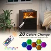 Nightstand with Wireless Charging Station and LED Lights, End Side Table with 3 Drawers and Open Compartment, Nightstand 3
