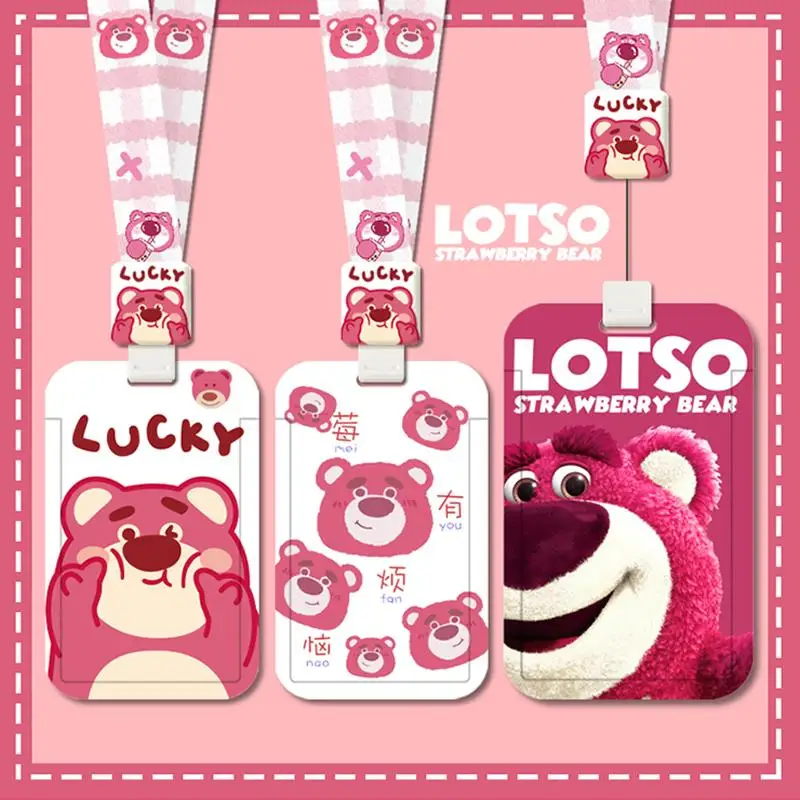 

Disney Anime Lotso Lanyard Card Cover Cute Girl Student Campus Bus Holder Scalable Pendant Id Card Meal Card Protective Cover
