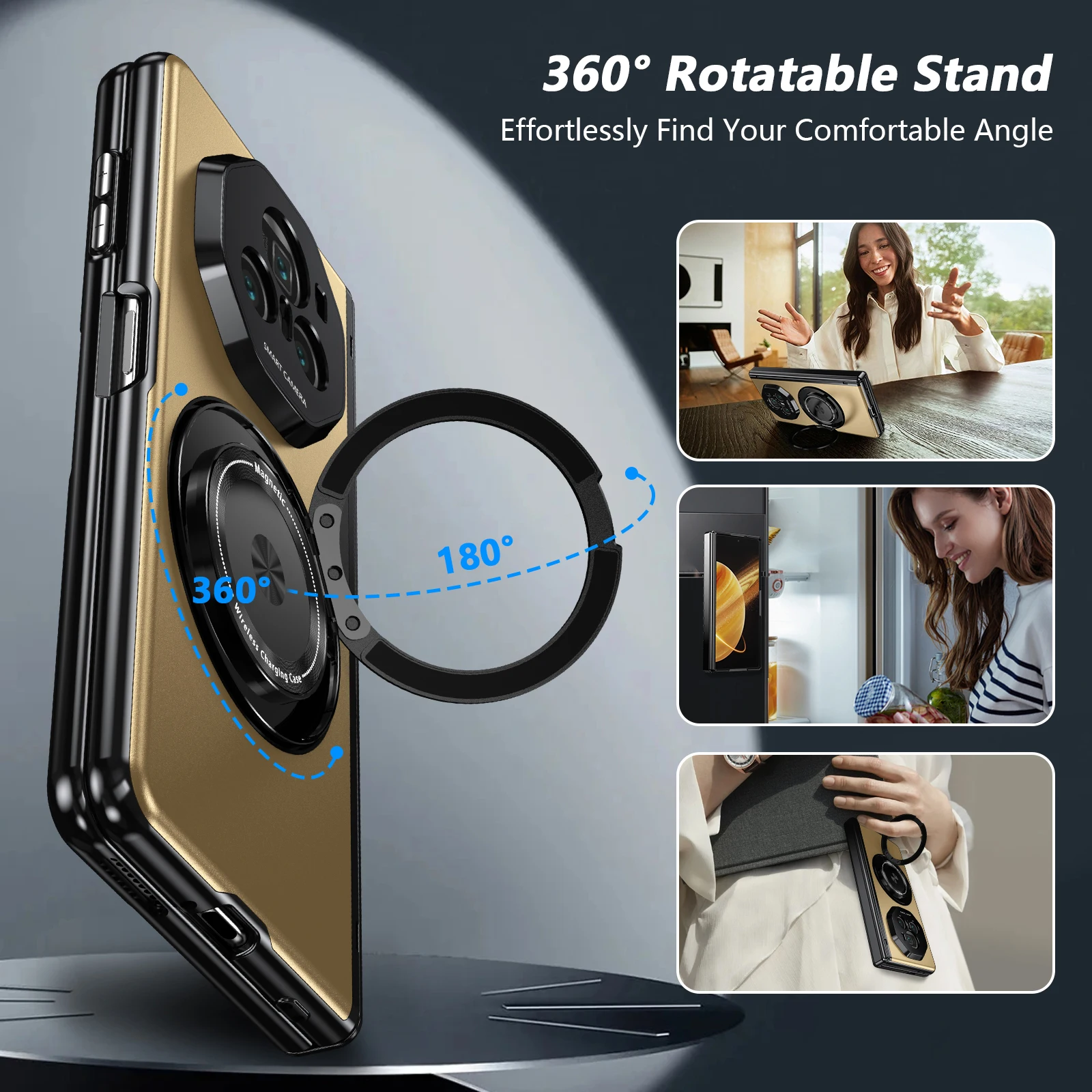 MagSafe Magnetic Hinge Folding Case with Screen Protector and Stand