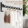 2Pcs Clothes Drying Rack Wall Mounted 180°Foldable Multi-Purpose Clothes Rack Hook Aluminum Alloy Closet Organizer Shelf NEW 5