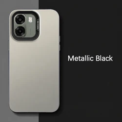 Aurora Laser Metallic Texture Matte Phone Case with High - Quality Back Cover for OPPO A6c 4G (Metallic Black)