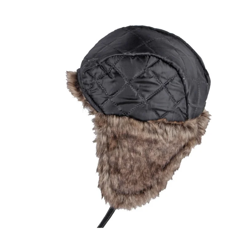 Unisex Winter Faux Fur Hat Trapper Aviator Trooper Earflap Warm Leather Waterproof Ski Hat Bomber Cap Ear Protectors