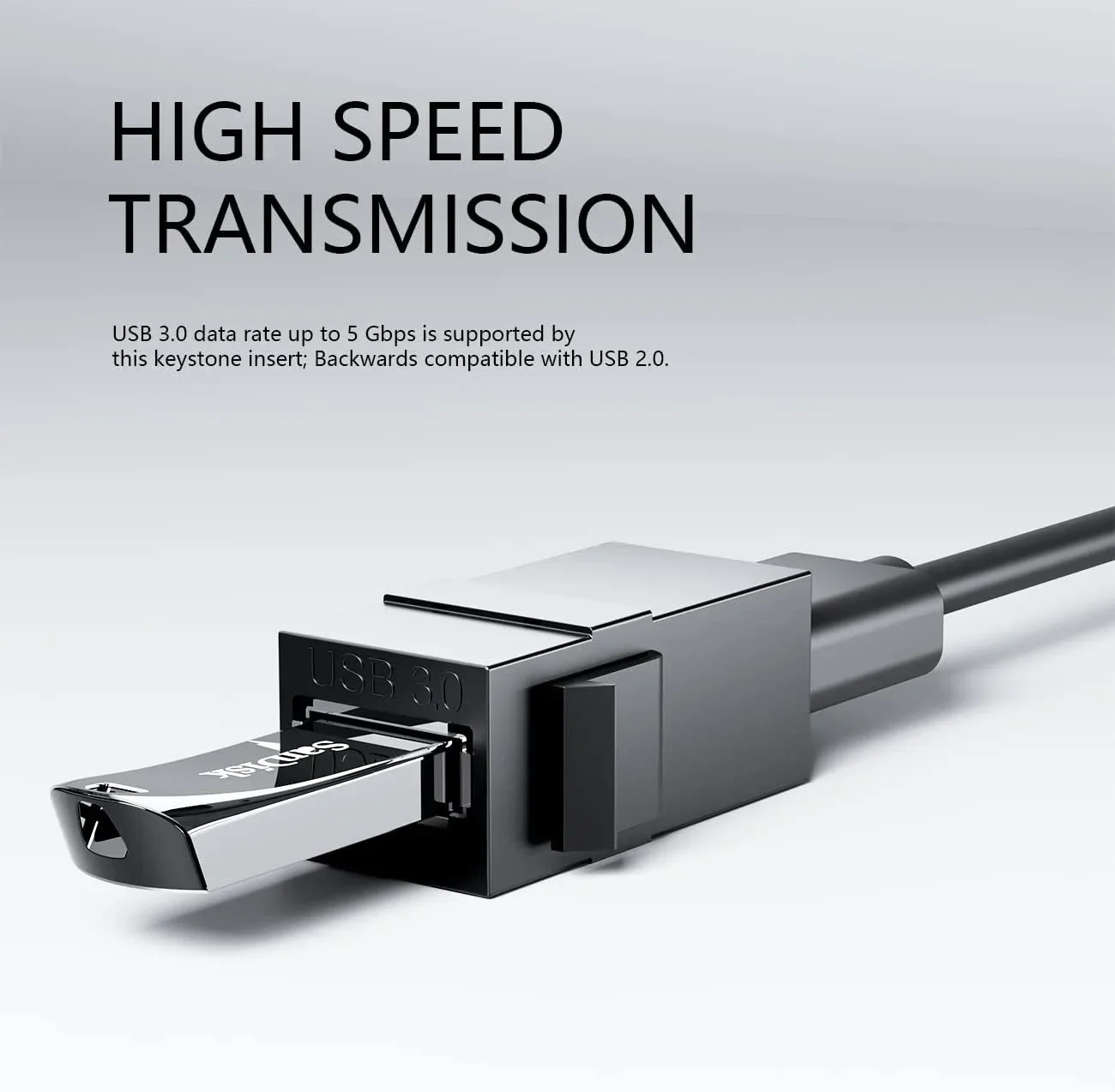 Universal Keystone Jack Adapter with USB 3.0, Type C, RJ45, and 4K HDMI Snap-In Connectors