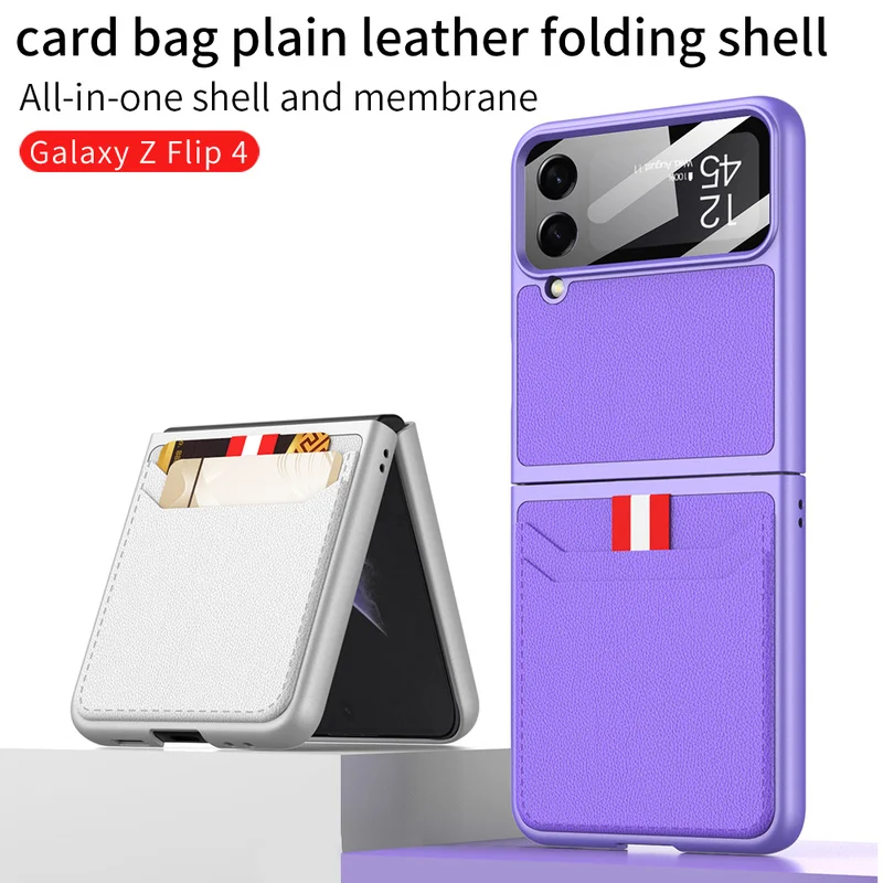 

Luxury Leather Case for Samsung Z Flip4 Case with Card Wallet All-inclusive Shockproof Cover for Galaxy Z Flip 4 Case