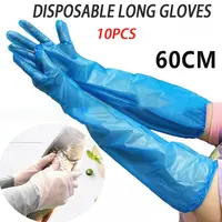 10PCS Waterproof Disposable Gloves Multifunctional Transparent Cleaning Long Gloves Durable Thickened Disposable Hand Sleeves 2