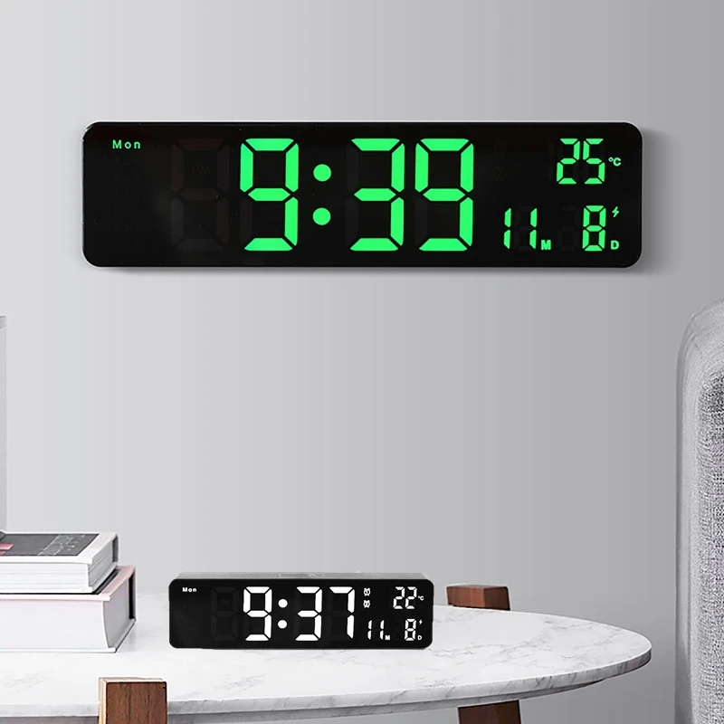 Digital Clock with Time, Date, Indoor Temperature, 2 Alarm Clocks