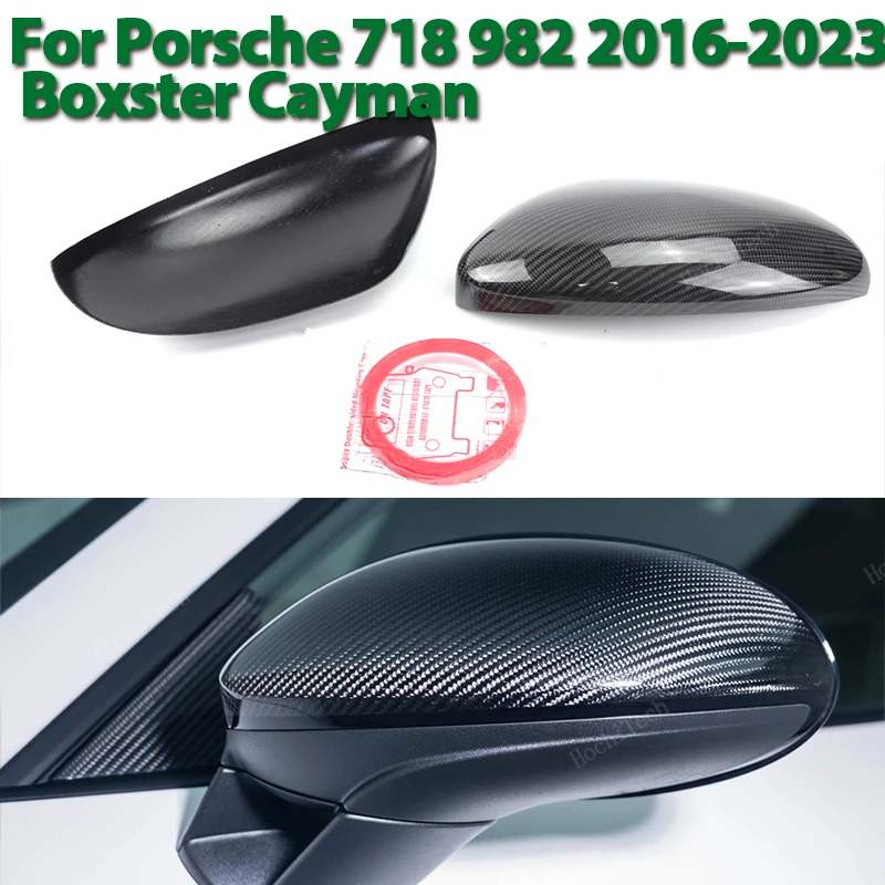 

Real Carbon Fiber Side Rearview Mirror cover Cap add-on for Porsche 718 982 2016-2023 Boxster Cayman Add on Cap