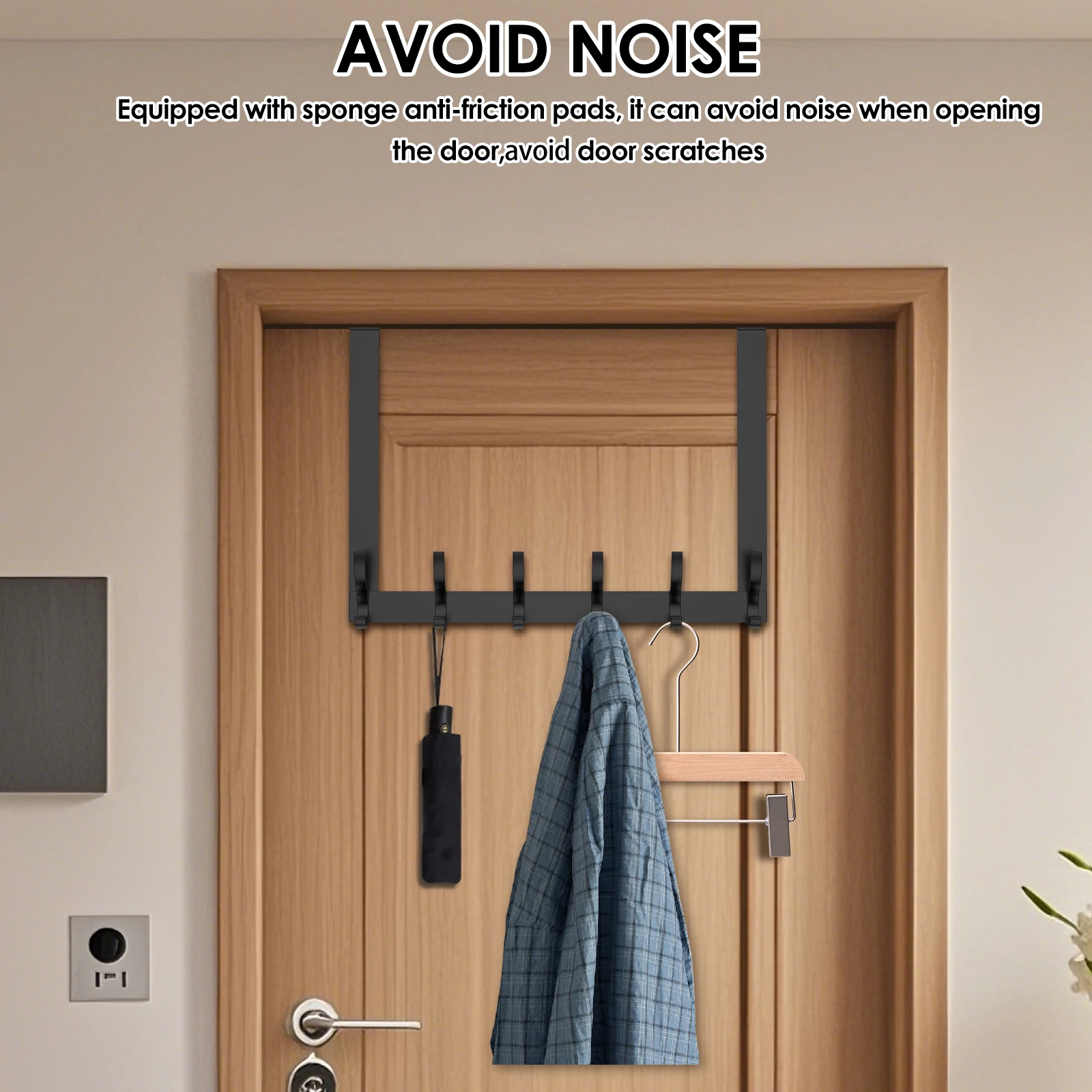 2Pcs Door Hooks Hanger Over The Door 6 Hooks Clothes Coat Hat Towel Hanger Space Saving Home Kitchen Accessories NEW