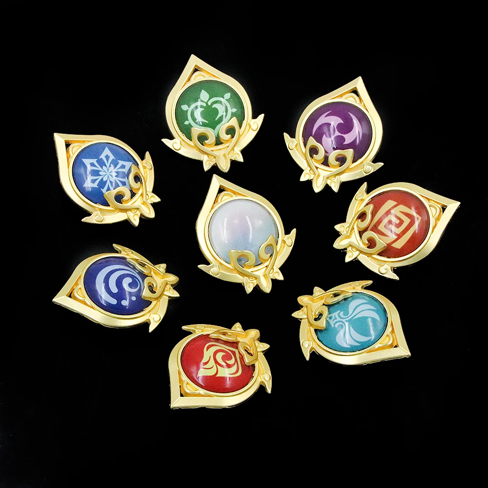 

Genshin Impact Sumeru Vision Luminous Pins Brooches 7 Element Eye of God Double Sided Badge Button Pins Cosplay Backpack Gift