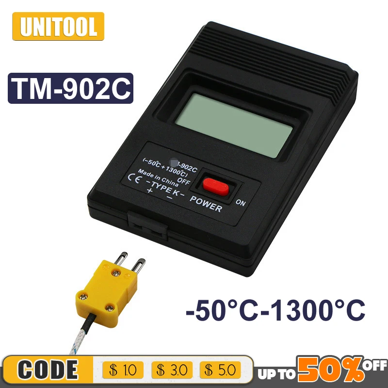 

-50C To 1300C Digital K Type High Temperature Meter Thermometer Sensor Thermocouple Probe Detector