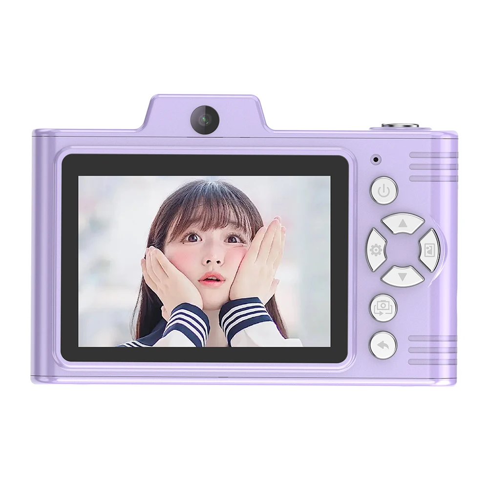 HD1080P 48MP 디지털 CCD 카메라, 듀얼 렌즈 디스플레이, 브이로그 카메라, 2.8 인치 스크린, 귀여운 카메라 장난감, 어린이 청소년용 2.5K