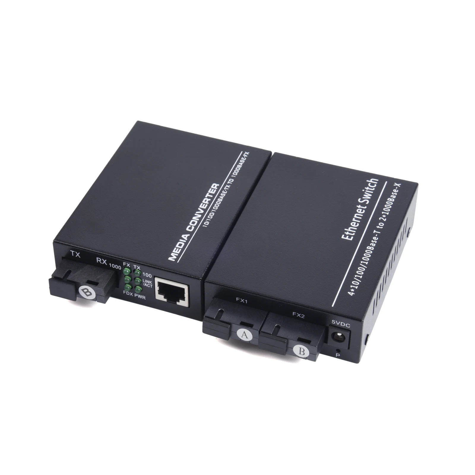 1 Pair 100M Fiber Optical Media Converter 10/100Mbps Single Mode 2 Fiber to 2 RJ45 UPC/APC SC-Port With Outdoor Wire