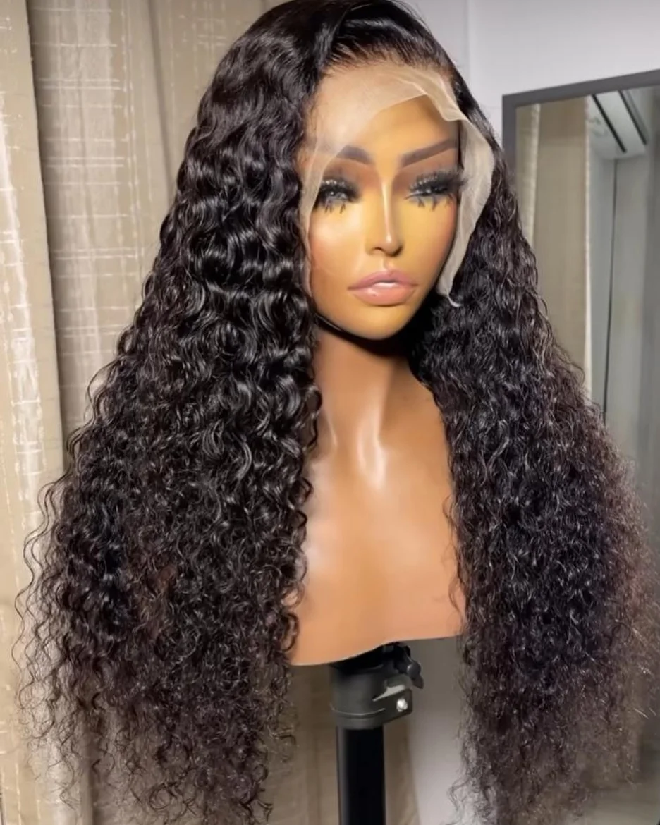 Water Wave 13X4 Lace Front Wig Black Color Synthetic Wigs For Black Women Preplucked With Baby Hair Bleached Knots Glueless Wig