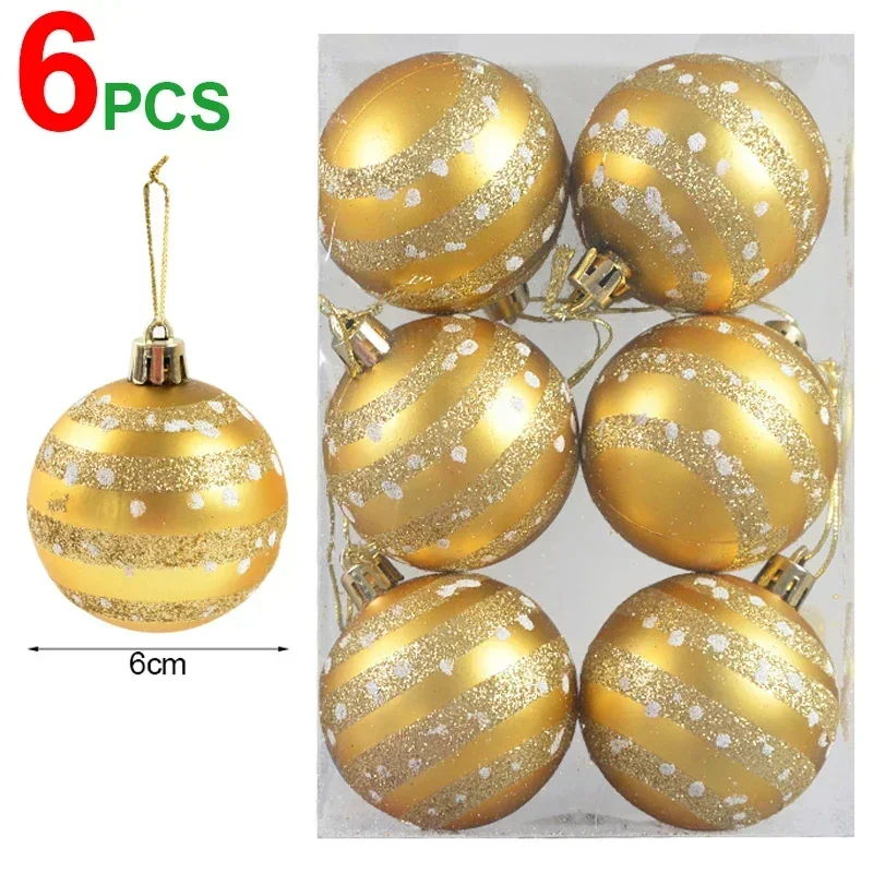 thumbnail image 1 of 30/6 piezas de bolas navideñas rojas y blancas para colgar en el árbol de Navidad, bolas navideñas con purpurina, decoración para fiestas de Año Nuevo en el hogar, 1 of 5