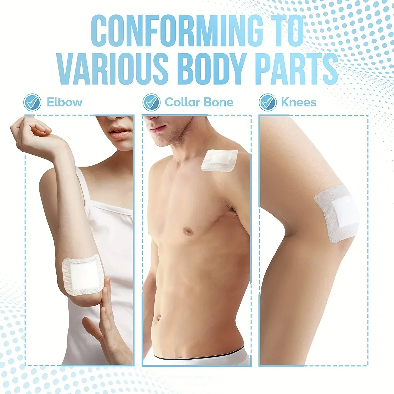 60PCS【S*20+M*20+L*20】 Wound Dressings, Breathable Edge Gauze Pads, Latex Free Bandages, Self-adhesive Wound Dressings