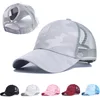 2024 New Summer Camouflage Mesh Trucker Hat Snapback Cap Chapeau Femme Fashion Messy Hair Bun Ponytail Baseball Caps for Women 2