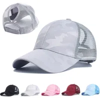 2024 New Summer Camouflage Mesh Trucker Hat Snapback Cap Chapeau Femme Fashion Messy Hair Bun Ponytail Baseball Caps for Women 2