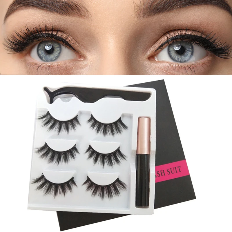 

3D Mink False Eyelash Magnetic Eyelashes Magnet Eyeliner Fake Eyelash Waterproof Liquid Long Lasting Lash Makeup Black Lashes