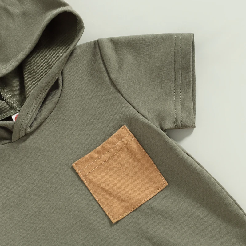 -01-31 Lioraitiin 0-3Years Baby Boys 2Pcs Summer Shorts Set Short Sleeve Hooded T-shirt with Elastic Waist Shorts Outfit